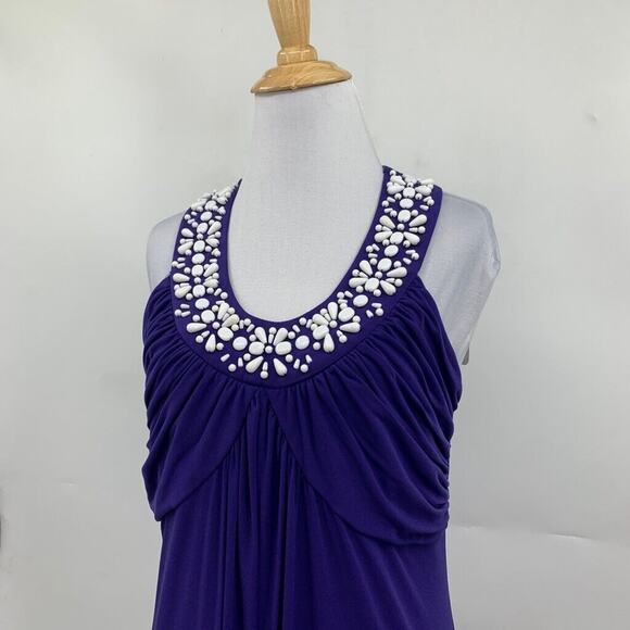 Soft Surroundings Dress Womens PS Small Petite Vibrant Purple Beaded Halter Maxi - Picture 3 of 16